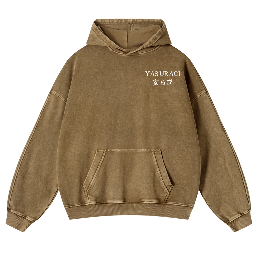 Yasuragi Vintage Washed Cotton Back Art Hoodie