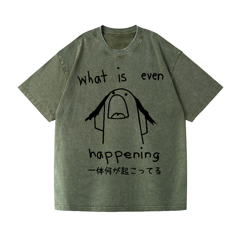 What Is Happening Vintage Wash Japanese Design T-Shirt