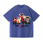 Cat Daruma Vintage Wash Japanese Design T-Shirt