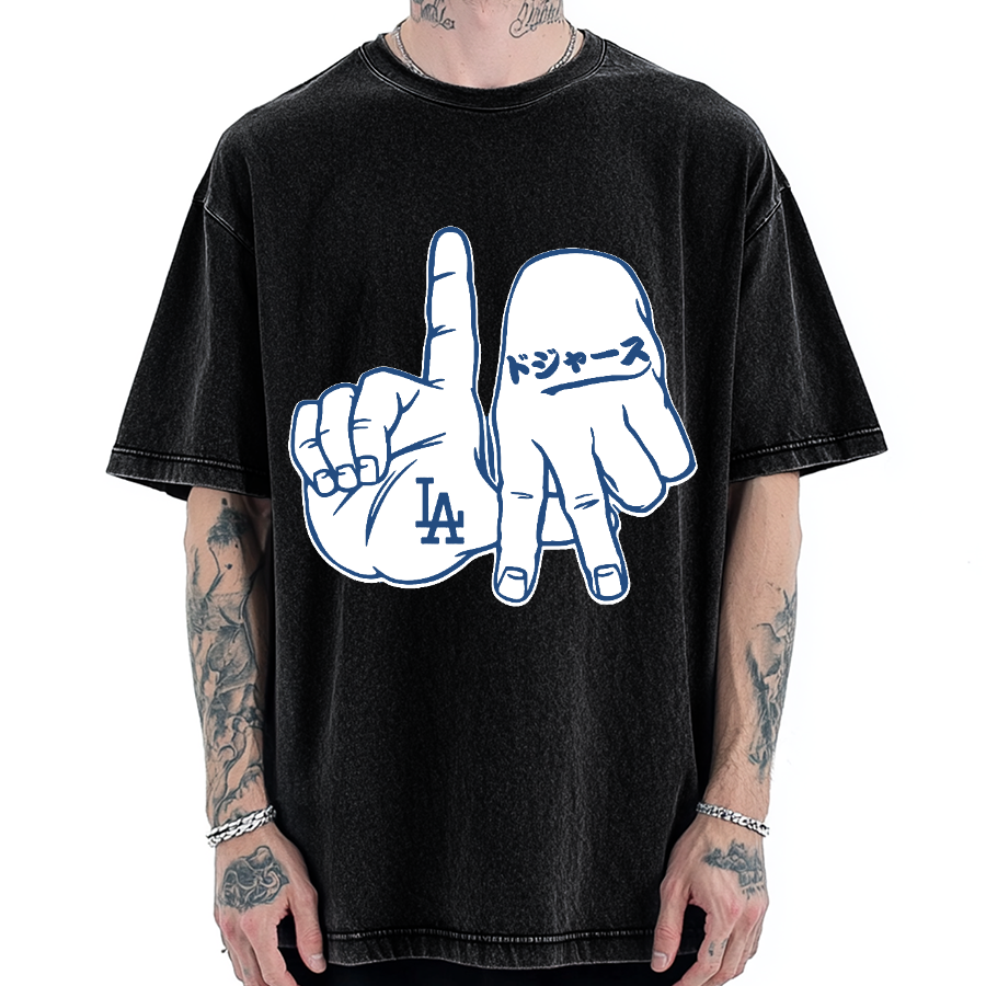 LA  Sign & Baseball Vintage Washed T-shirt