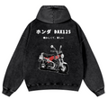 Motorcycle Bike Vintage Washed Cotton Back Art Hoodie