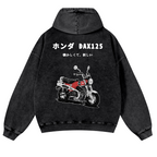 Motorcycle Bike Vintage Washed Cotton Back Art Hoodie