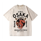 Osaka Dotonbori Drunken Octopus Vintage Wash Japanese Design T-Shirt