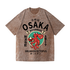 Osaka Dotonbori Drunken Octopus Vintage Wash Japanese Design T-Shirt