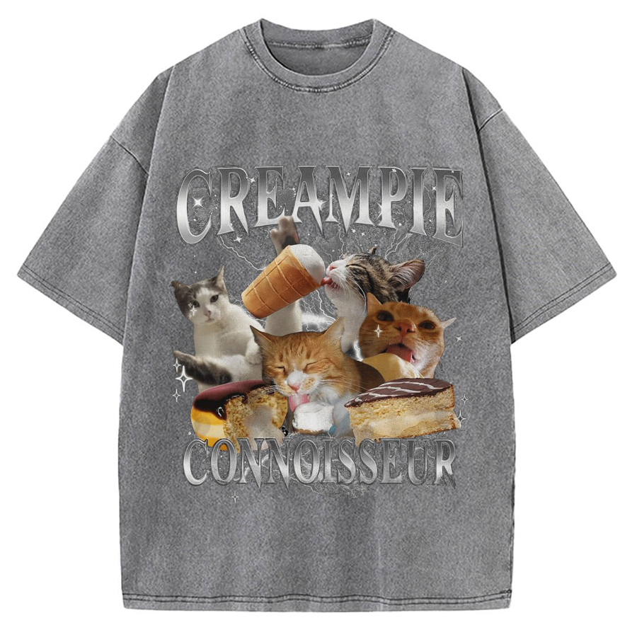 Creampie Connoisseur Meme Vintage Washed T-shirt