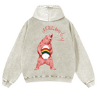 Bear Vintage Washed Cotton Back Art Hoodie