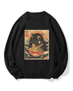 Hippo eating ramen Cotton Sweatshirt