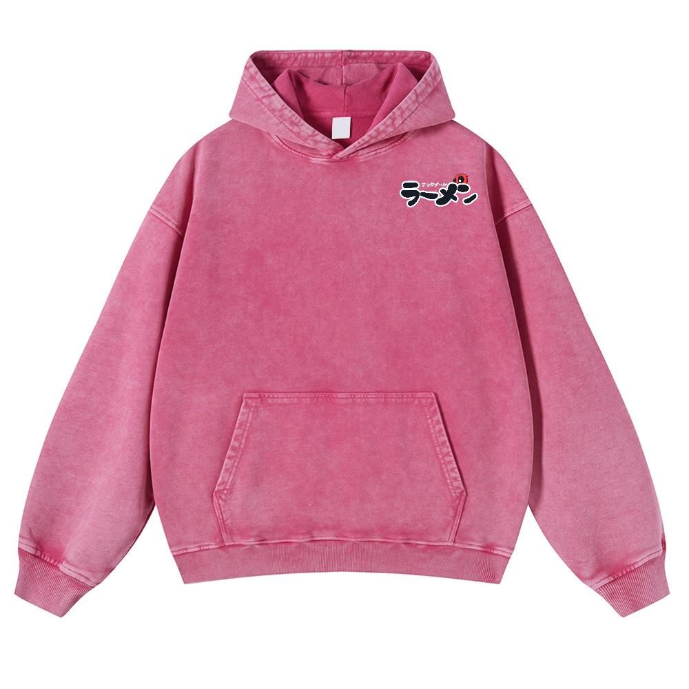 Ramen Hero Vintage Washed Cotton Back Art Hoodie