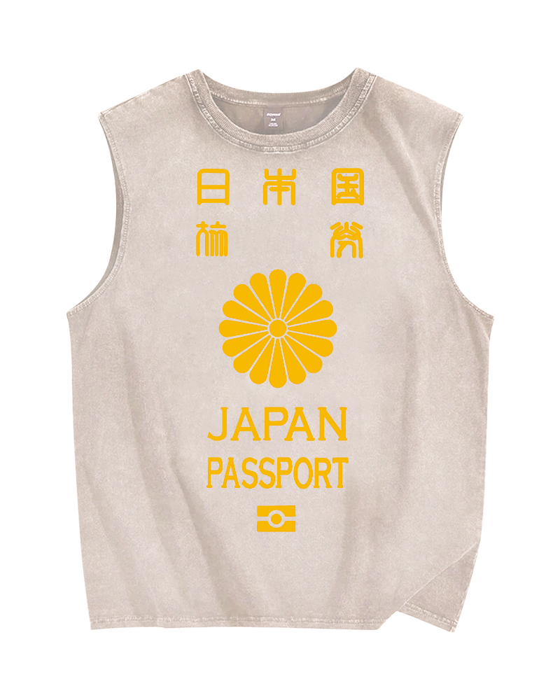 Japan Passport Vintage Distressed Washed Tank Top