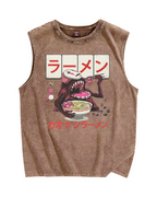 Japanese Anime No-Face Vintage Distressed Washed Tank Top