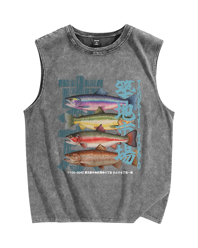 Tsukiji Fish Vintage Distressed Washed Tank Top