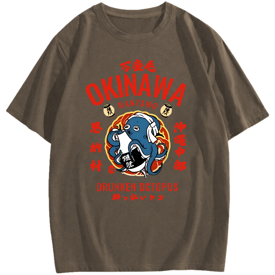 Okinawa Drunken Octopus Cotton casual T-shirt
