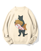 Cat holding taiyaki Cotton Sweatshirt