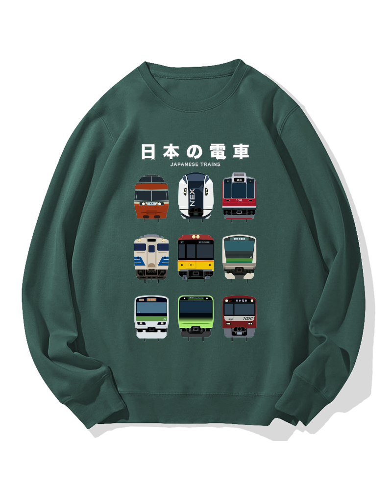 Japanese Trains Cotton Sweatshirt
