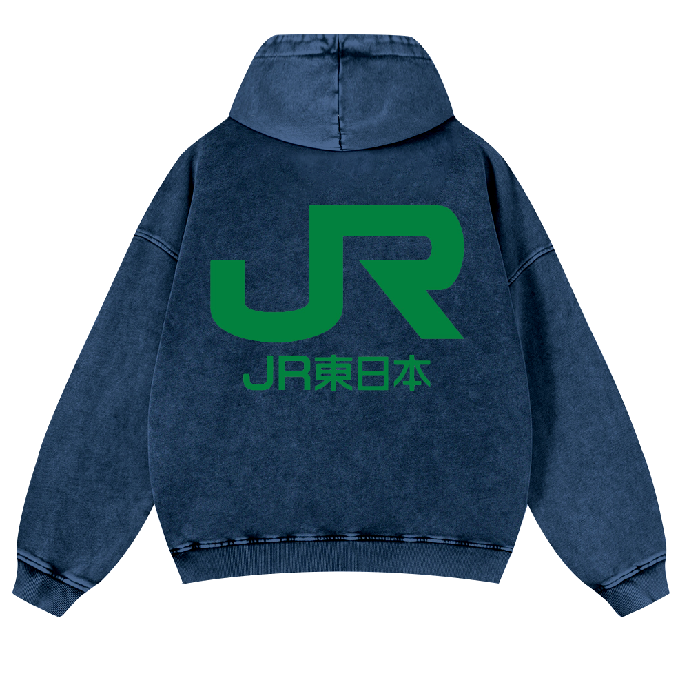 Jr east logo east japan railway company Vintage Washed Cotton Back Art Hoodie