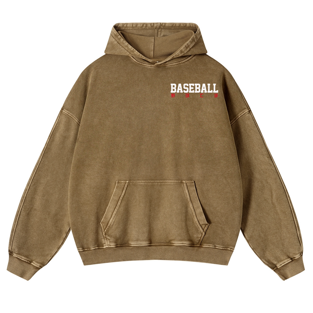 Baseball Vintage Washed Cotton Back Art Hoodie
