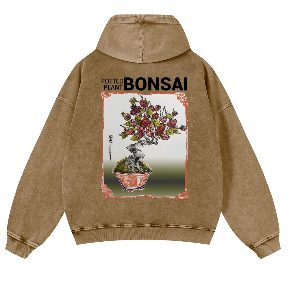 Bonsai Vintage Washed Cotton Back Art Hoodie