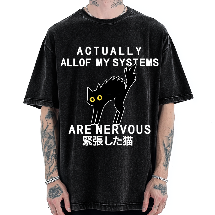 Nervous Cat Vintage Washed T-shirt