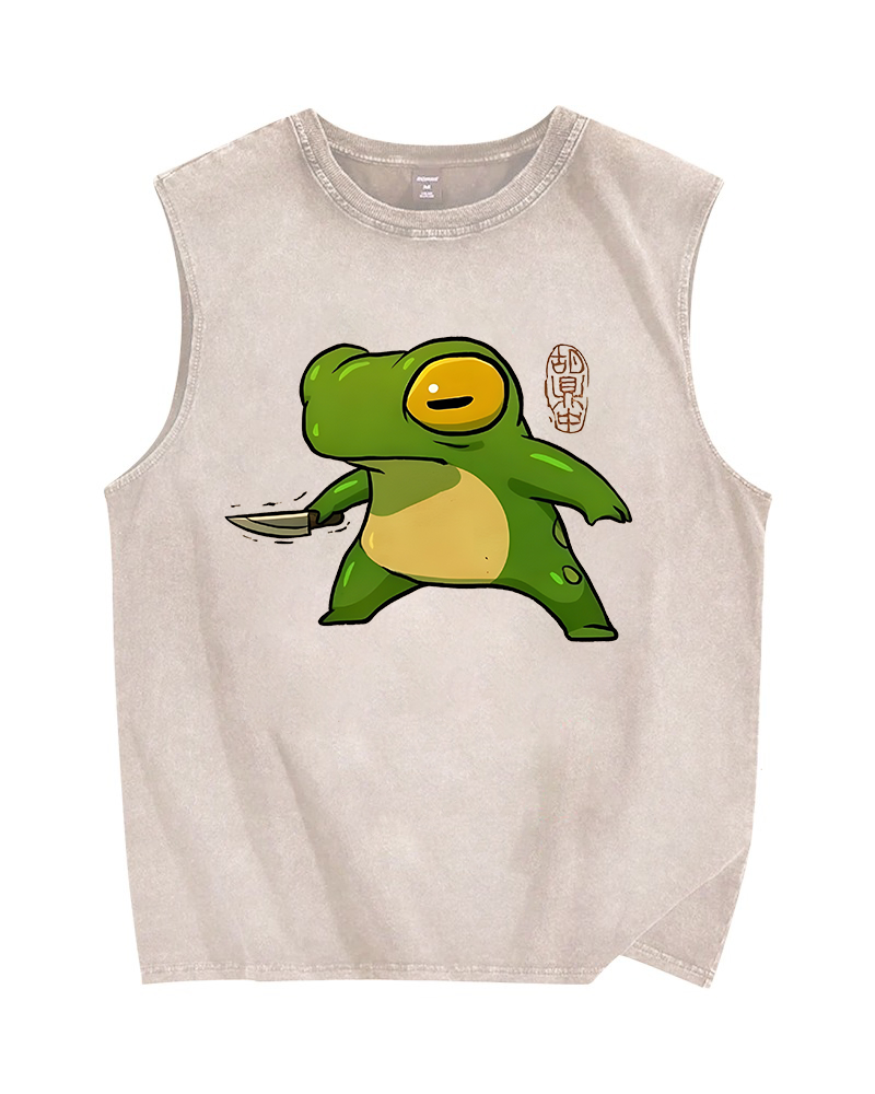 Unisex Cartoon Frog Snowflake Washed Vest