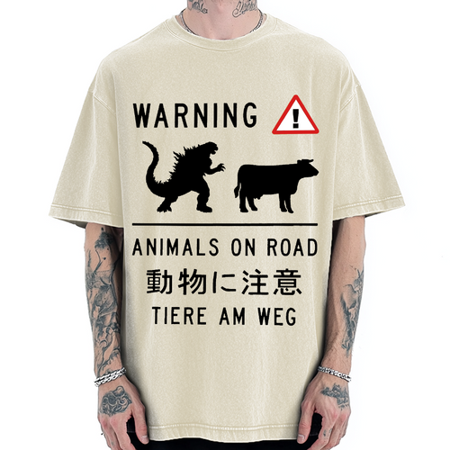 Animal On Road Vintage Washed T-shirt