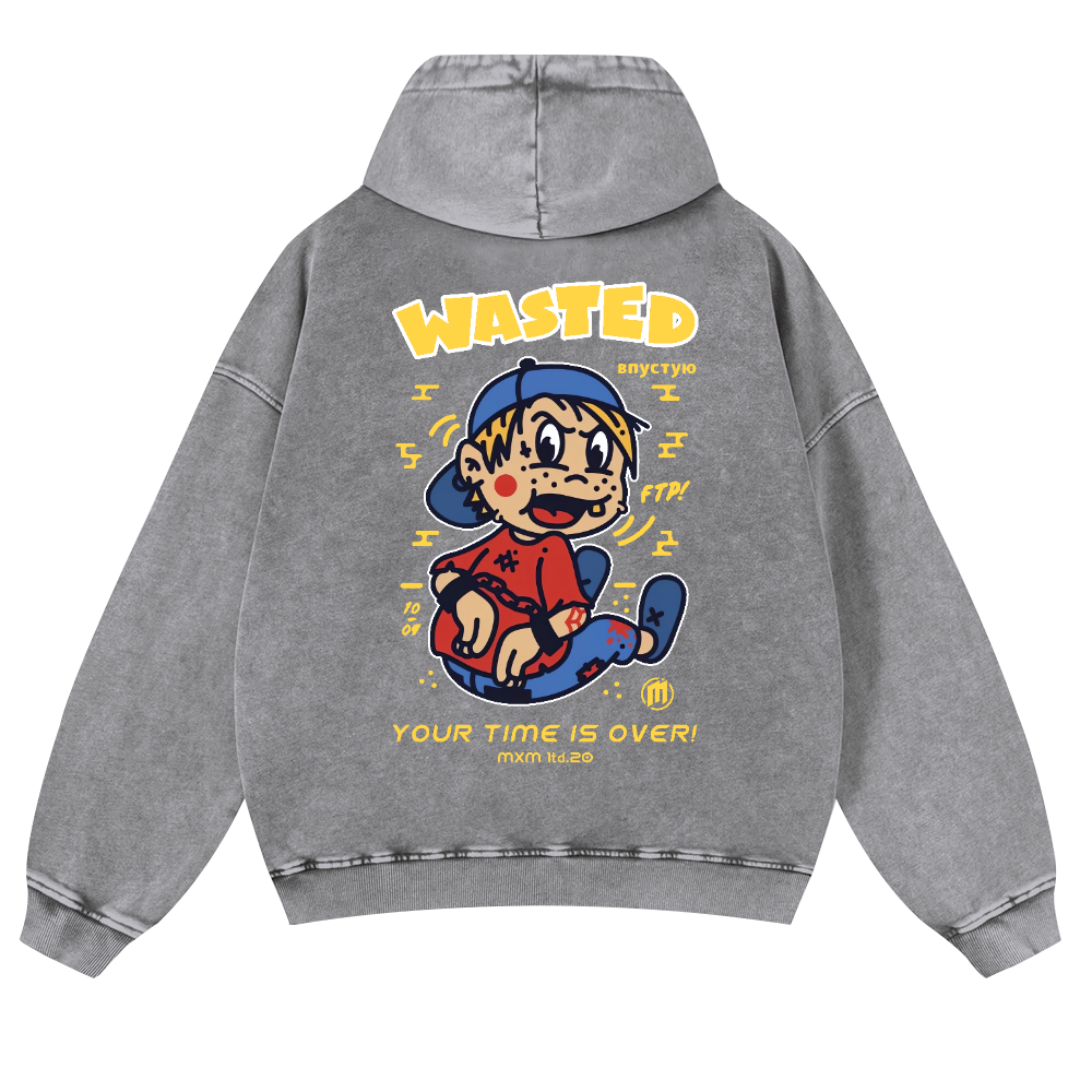 Wasted Vintage Washed Cotton Back Art Hoodie
