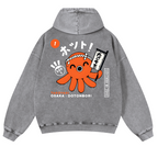 Osaka Dotonbori Takoyaki Vintage Washed Cotton Back Art Hoodie