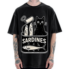 Cat And Canned Fish Vintage Washed T-shirt