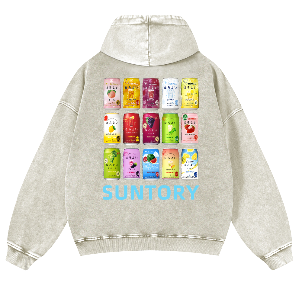 Suntory Vintage Washed Cotton Back Art Hoodie