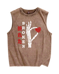 Broken Heart Vintage Distressed Washed Tank Top
