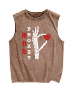 Broken Heart Vintage Distressed Washed Tank Top