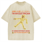 Electrician Dance Skeleton Vintage Washed T-shirt