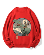 Japanese Dinosaur Warrior Cotton Sweatshirt