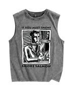 If You Must Smoke,Smoke Salmon Vintage Distressed Washed Tank Top