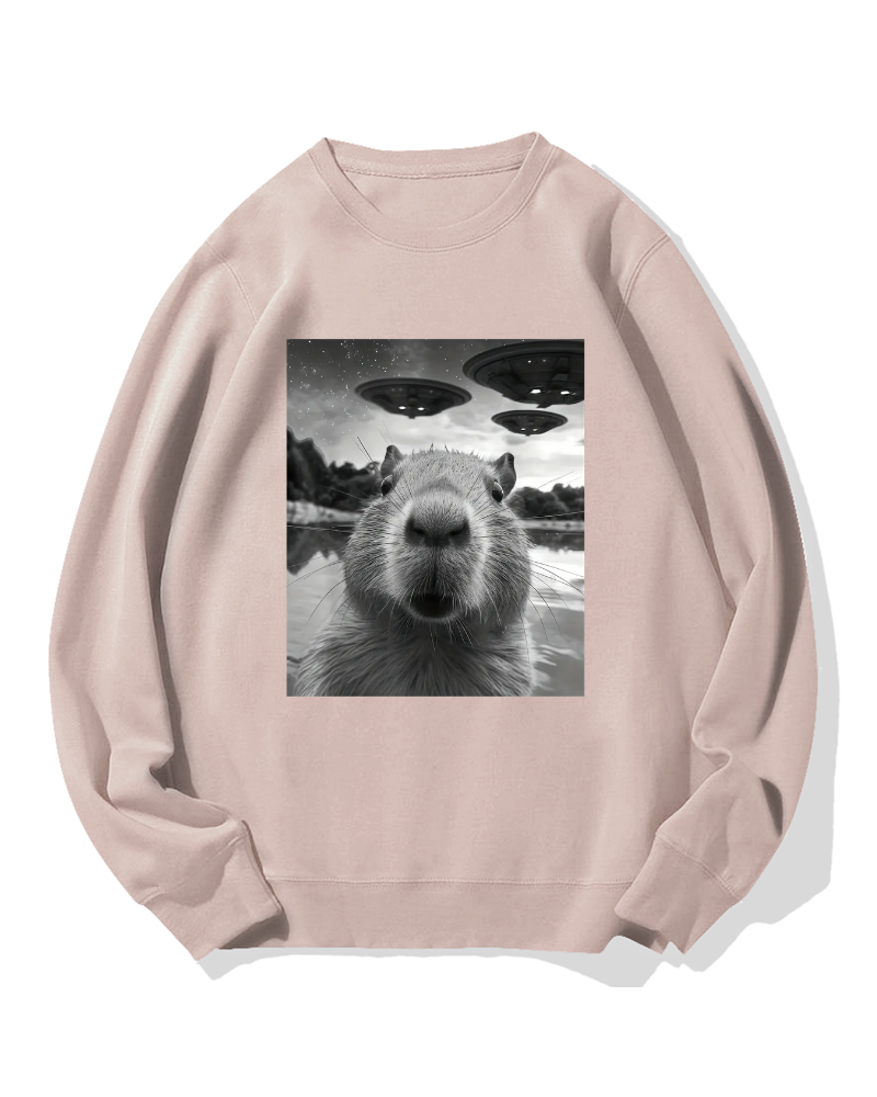 UFO and Capybara Cotton Sweatshirt