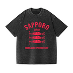 Sapporo Hokkaido Koinobori Vintage Wash Japanese Design T-Shirt