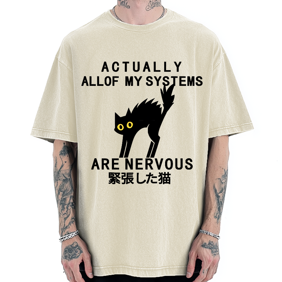 Nervous Cat Vintage Washed T-shirt