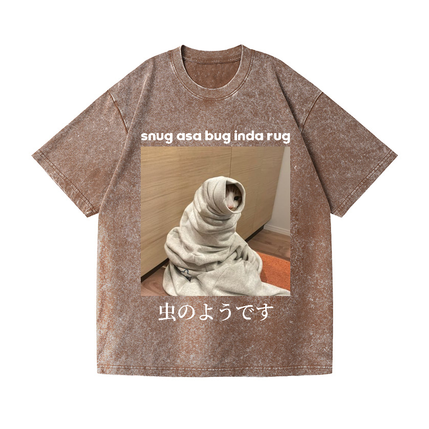 Snug Cat Vintage Wash Japanese Design T-Shirt