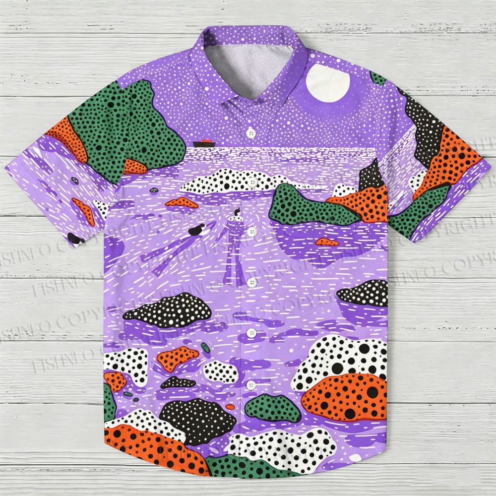 Romantic Seaside Polka Dot Hawaiian Shirt