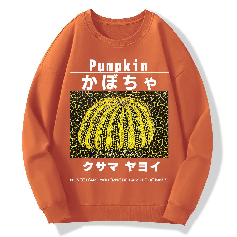 Japanese Yellow Punpkin Geek Cotton Sweatshirt