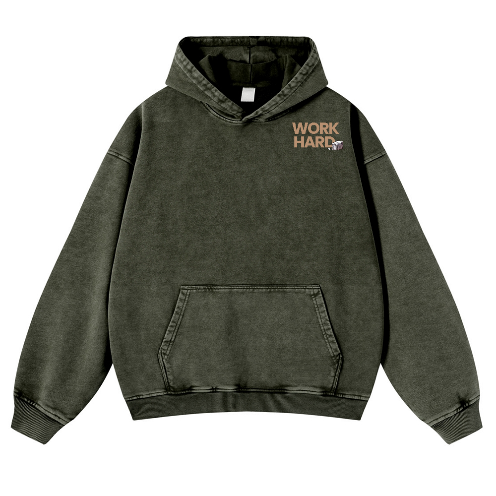 Cat Vintage Washed Cotton Back Art Hoodie
