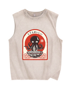 Ramen Lover Octopus Vintage Distressed Washed Tank Top