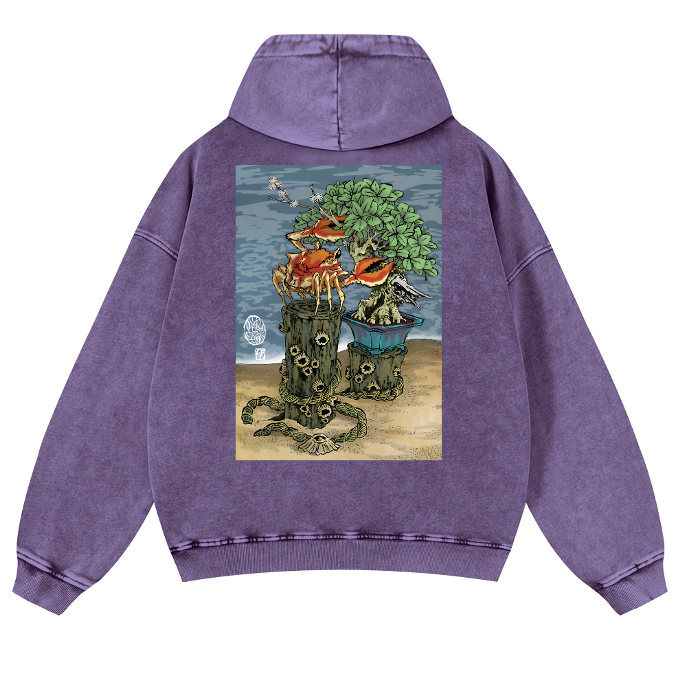 Bonsai Vintage Washed Cotton Back Art Hoodie