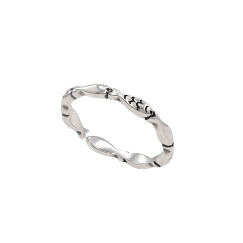 Retro Simple Thai Silver Fish Ring