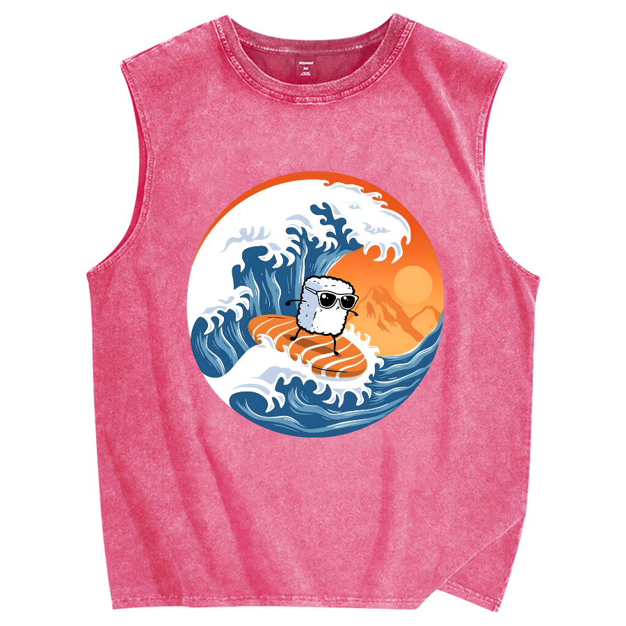 Sushi Surfing Vintage Distressed Washed Tank Top