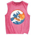 Sushi Surfing Vintage Distressed Washed Tank Top