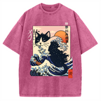 Kanagawa cat Vintage Washed T-shirt