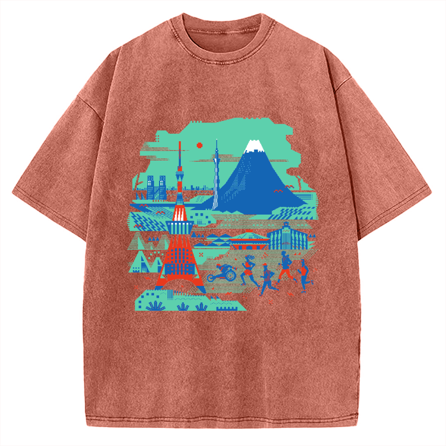 Japan Landscape & Sports Vintage Washed T-shirt