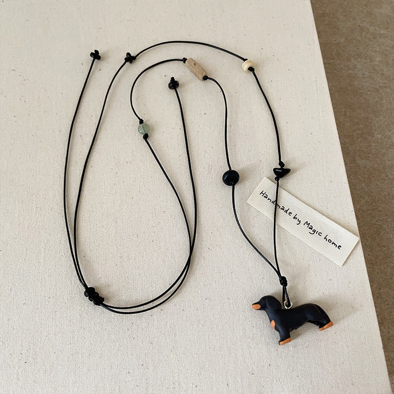 3D Dachshund Long Necklace Sweater Chain