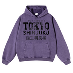 Tokyo Shinjuku intage Washed Thick Cotton Hoodie