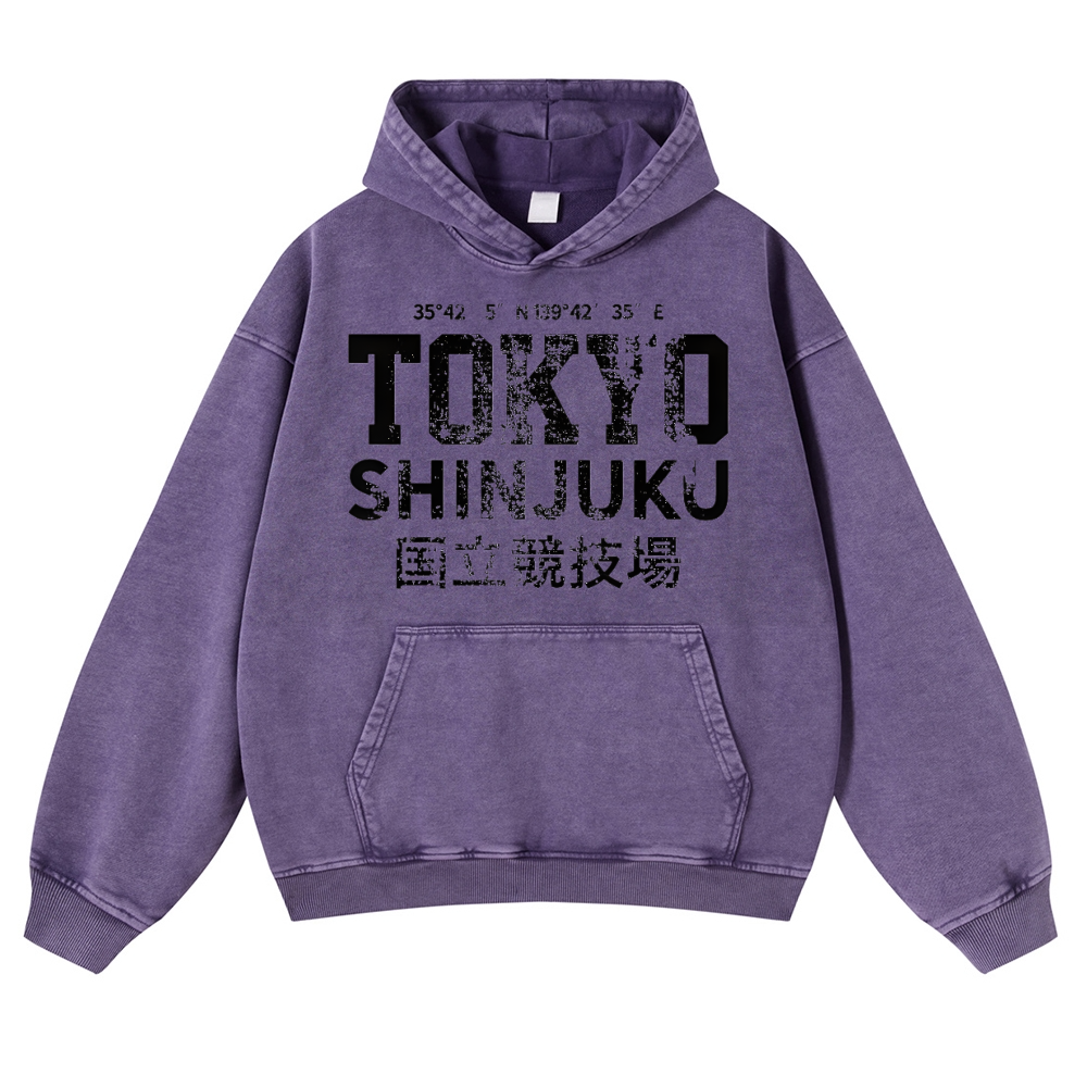 Tokyo Shinjuku intage Washed Thick Cotton Hoodie